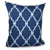 E By Design 16 Inch Navy Blue Decorative Trellis Print Throw Pillow
