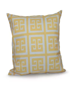 E By Design 16 Inch Yellow Decorative Geometric Throw Pillow