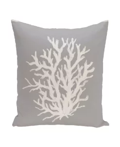 E By Design 16 Inch Gray Decorative Floral Throw Pillow