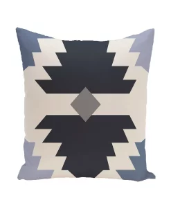 E By Design 16 Inch Navy Blue And Gray Decorative Geometric Throw Pillow