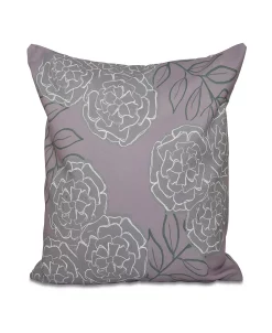 E By Design 16 Inch Light Purple And Gray Decorative Floral Throw Pillow