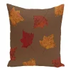 E By Design 16 Inch Brown Decorative Floral Throw Pillow