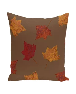 E By Design 16 Inch Brown Decorative Floral Throw Pillow