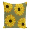E By Design 16 Inch Mid Green Decorative Floral Throw Pillow