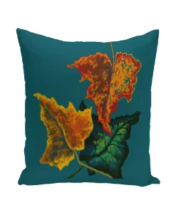 E By Design 16 Inch Blue Decorative Floral Throw Pillow