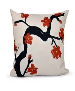 E By Design 16 Inch Red Decorative Floral Throw Pillow