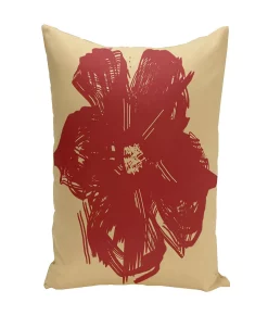 E By Design 16 Inch Red Decorative Floral Throw Pillow