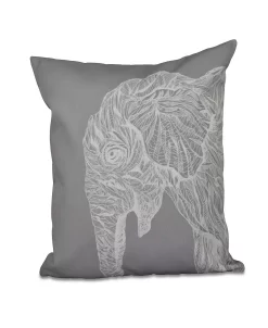 E By Design 16 Inch Gray Decorative Safari Throw Pillow