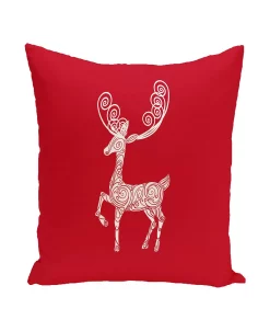 E By Design 16 Inch Red Decorative Christmas Throw Pillow