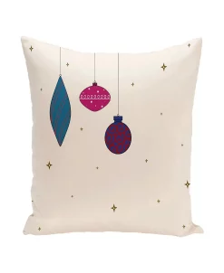 E By Design 16 Inch Off White And Hot Pink Decorative Christmas Throw Pillow