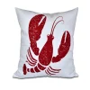 E By Design Lobster 16 Inch White And Red Decorative Coastal Throw Pillow