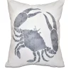 E By Design Crab 16 Inch Gray Decorative Coastal Throw Pillow