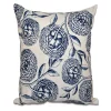E By Design Antique Flowers 16 Inch Navy Blue And Blue Decorative Floral Throw Pillow