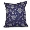 E By Design Traditional Floral 16 Inch Navy Blue Decorative Floral Throw Pillow