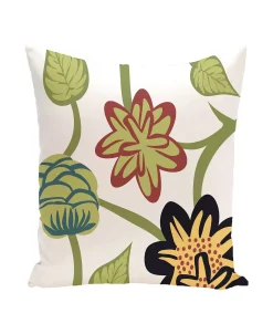 E By Design Tropical Floral 16 Inch Blue Decorative Floral Throw Pillow