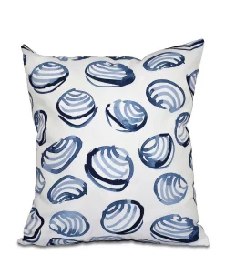 E By Design Clams 16 Inch Blue Decorative Coastal Throw Pillow