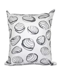 E By Design Clams 16 Inch Gray Decorative Coastal Throw Pillow