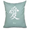 E By Design Love 16 Inch Light Green Decorative Word Print Throw Pillow