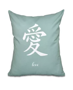 E By Design Love 16 Inch Light Green Decorative Word Print Throw Pillow