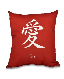 E By Design Love 16 Inch Red Decorative Word Print Throw Pillow