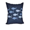 E By Design Fish Line 16 Inch Blue And Navy Blue Decorative Coastal Throw Pillow