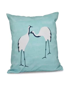 E By Design Stilts 16 Inch Blue Decorative Coastal Throw Pillow