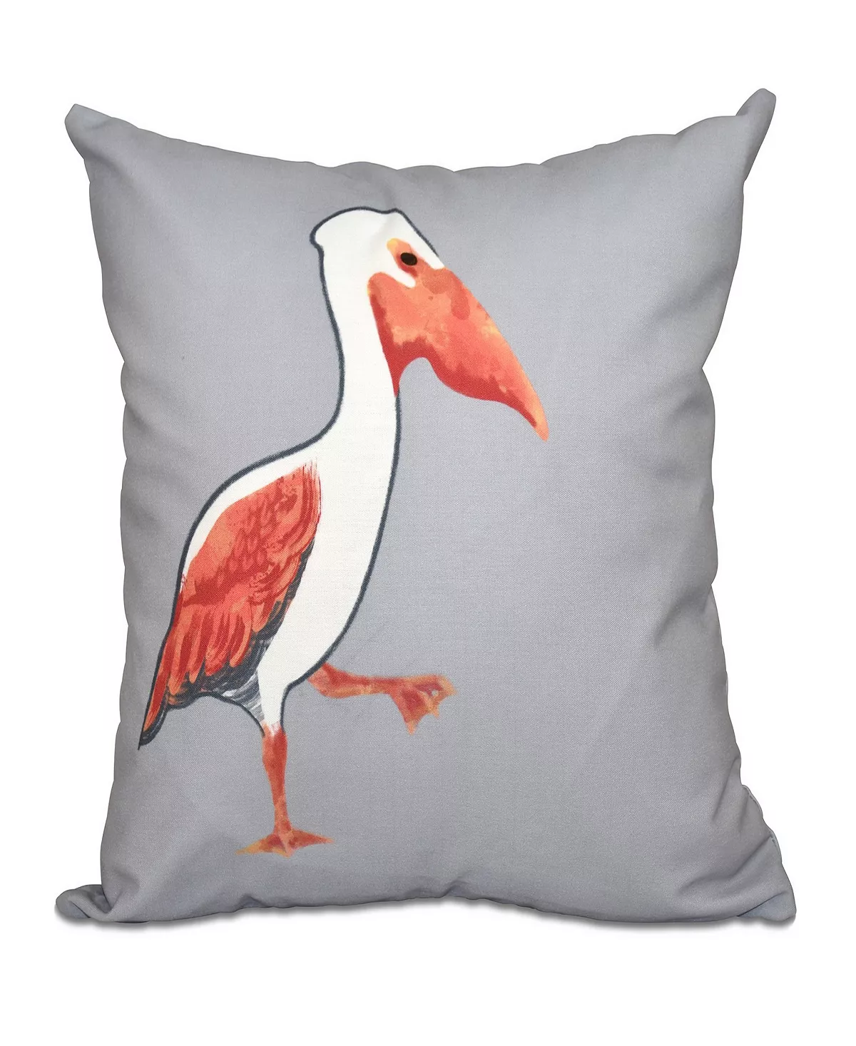 E By Design Pelican March 16 Inch Gray And Orange Decorative Coastal Throw Pillow 1 E By Design Pelican March 16 Inch Gray And Orange Decorative Coastal Throw Pillow