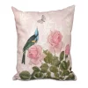 E By Design Asian Rose 16 Inch Pink Decorative Floral Throw Pillow