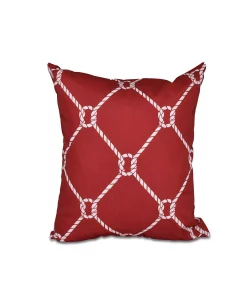 E By Design Ahoy! 16 Inch Red Decorative Nautical Throw Pillow