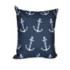 E By Design Anchor Whimsy 16 Inch Navy Blue Decorative Nautical Throw Pillow