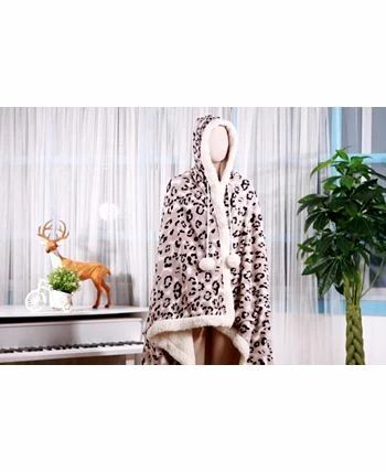 Chic Home Leopard 51x71 Hooded Snuggle 2 Chic Home Leopard 51x71 Hooded Snuggle - Image 2