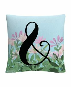 Baldwin ABC Pink Floral Garden Letter Illustration Ampersand Decorative Pillow, 16 X 16