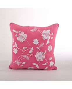 Saro Lifestyle Floral Embroidered Decorative Pillow, 18 X 18 -Chic Home Shop 14831700 fpx