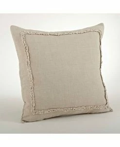 Saro Lifestyle Ruffled Border Linen Decorative Pillow, 20 X 20
