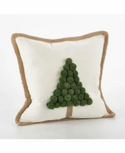 Saro Lifestyle Pom Pom Christmas Tree Decorative Pillow, 18 X 18