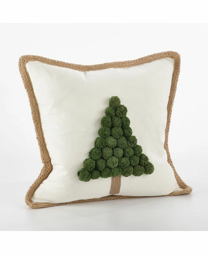 Saro Lifestyle Pom Pom Christmas Tree Decorative Pillow, 18 X 18 1 Saro Lifestyle Pom Pom Christmas Tree Decorative Pillow, 18 X 18