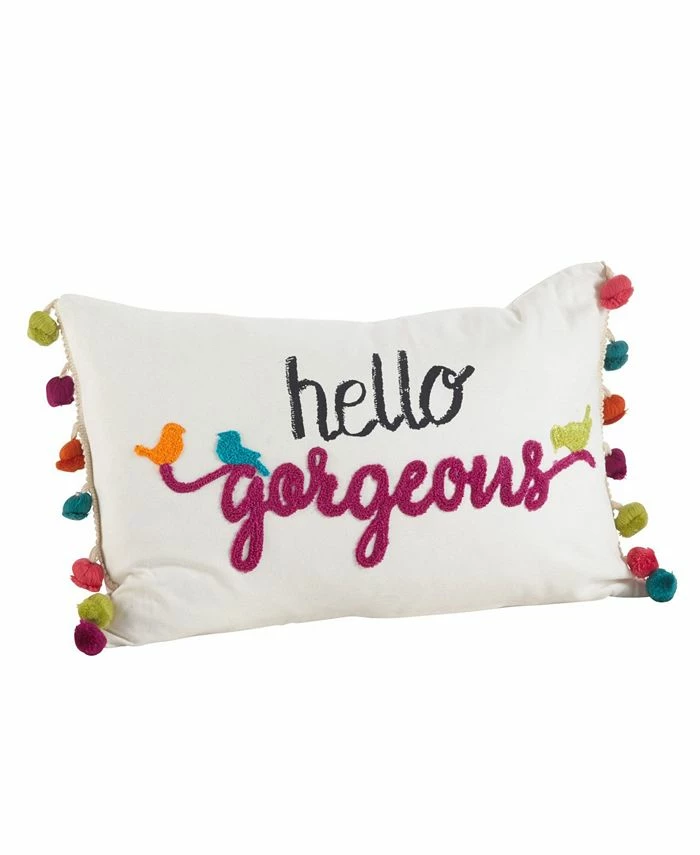 Saro Lifestyle Hello Gorgeous Tassel Trim Decorative Pillow, 12 X 18 1 Saro Lifestyle Hello Gorgeous Tassel Trim Decorative Pillow, 12 X 18