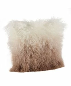 Saro Lifestyle Mongolian Lamb Fur Ombre Throw Pillow, 16 X 16