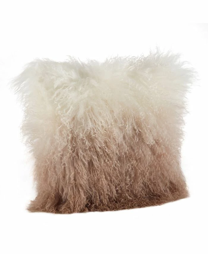 Saro Lifestyle Mongolian Lamb Fur Ombre Throw Pillow, 16 X 16 1 Saro Lifestyle Mongolian Lamb Fur Ombre Throw Pillow, 16 X 16