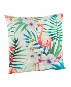 Saro Lifestyle Tropical Flamingo Print Polyester Filled Throw Pillow, 18 X 18