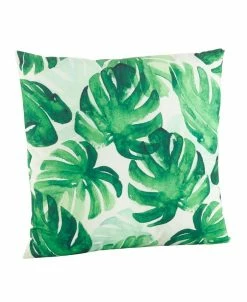 Saro Lifestyle Green Leaf Feathers Printed Decorative Pillow, 18 X 18