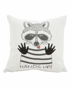 Saro Lifestyle Racoon Hands Up Decorative Pillow, 16 X 16