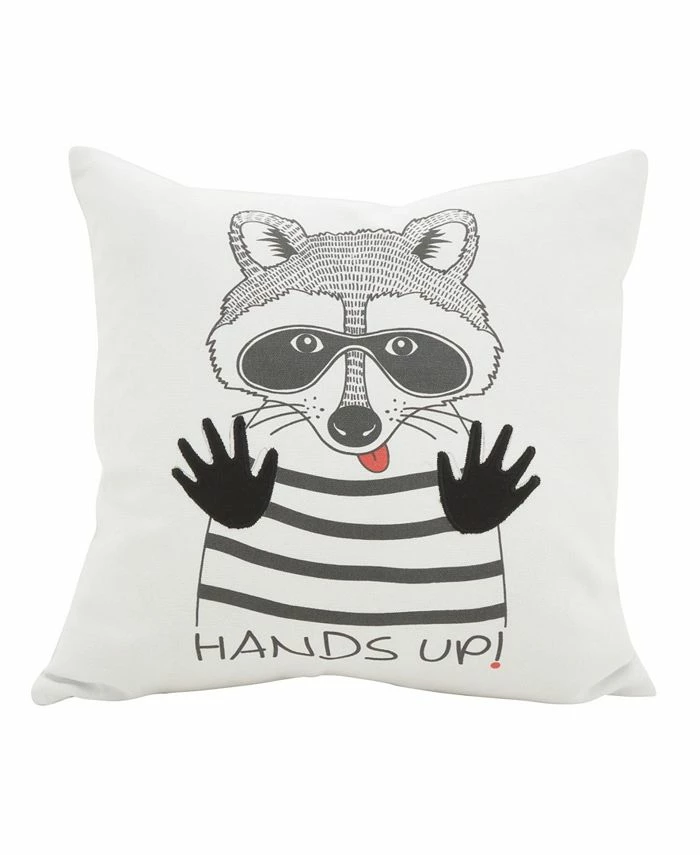 Saro Lifestyle Racoon Hands Up Decorative Pillow, 16 X 16 1 Saro Lifestyle Racoon Hands Up Decorative Pillow, 16 X 16