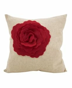 Saro Lifestyle Rose Flower Statement Throw Pillow, 18 X 18