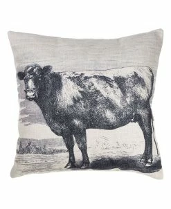 Saro Lifestyle Farmhouse Cow Printed Decorative Pillow, 18 X 18