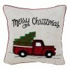 Saro Lifestyle Retro Christmas Red Truck Decorative Pillow, 16 X 16