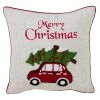 Saro Lifestyle Merry Christmas Red Car Decorative Pillow, 18 X 18