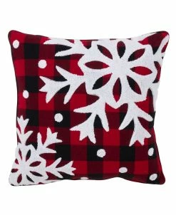 Saro Lifestyle Buffalo Plaid Snowflake Throw Pillow, 18 X 18