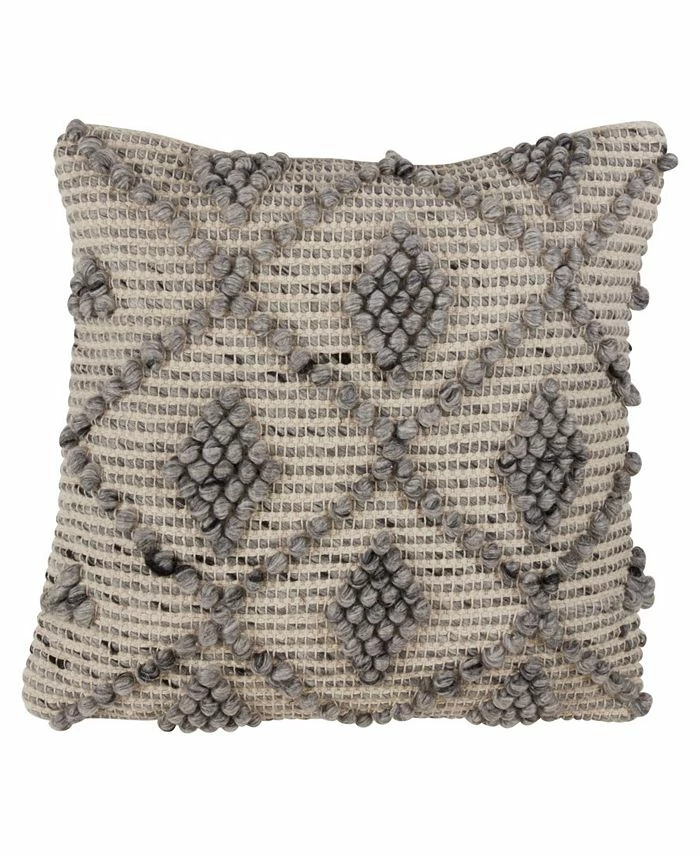 Saro Lifestyle Wool Blend Throw Pillow With Knotted Diamond Design, 18 X 18 1 Saro Lifestyle Wool Blend Throw Pillow With Knotted Diamond Design, 18 X 18
