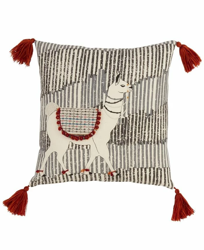 Saro Lifestyle Tassled Llama Decorative Pillow, 18 X 18 1 Saro Lifestyle Tassled Llama Decorative Pillow, 18 X 18
